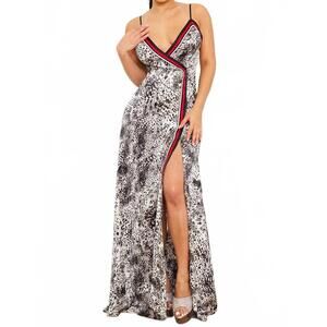 NEW SYMPHONY leopard print cami maxi dress in grey